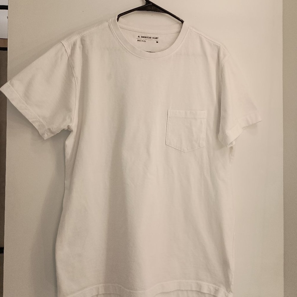American Giant Medium White Heavyweight Pocket Tee